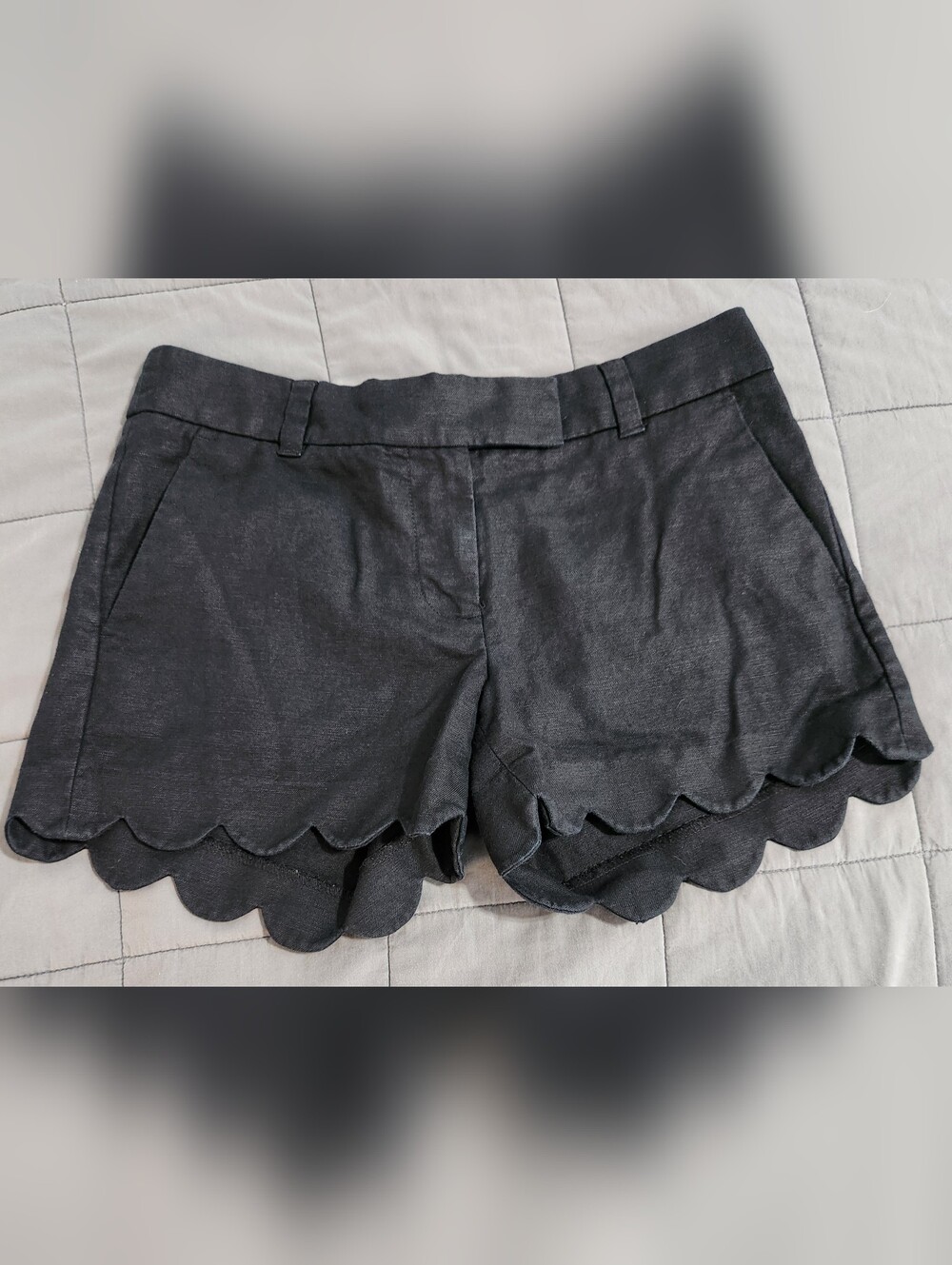 NWOT! J. Crew Black Scallop-Hem Shorts